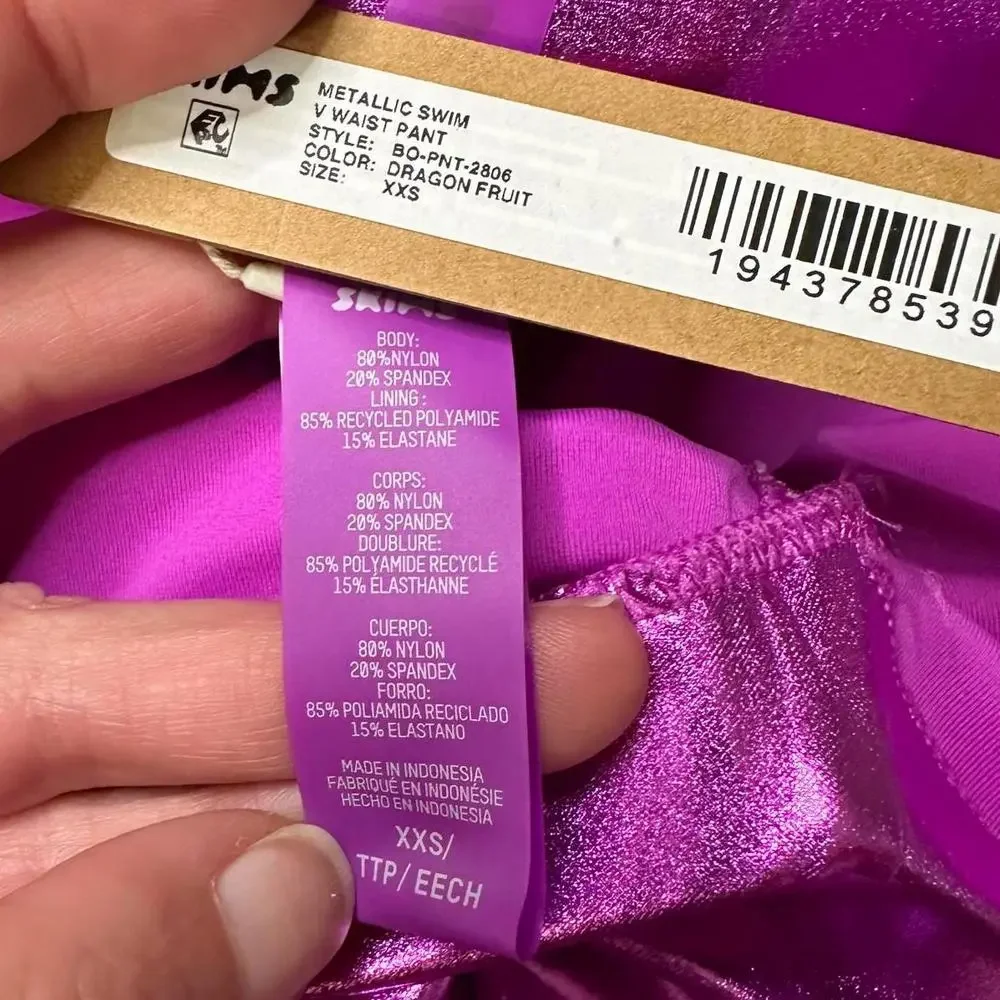 NWT Skims Metallic Swim V Waist Cropped Pants in Dragonfruit Women’s XS